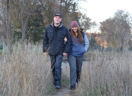 Steven Bockus and Erica Beck use the path often to get into town. 