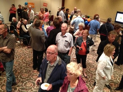 9:17 p.m. crowd for NDP Richard Cannings at Lakeside Resort grows larger. 2483 for Ashton and 2228 for Cannings