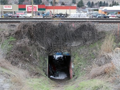 FILE PHOTO - A homeless camp was discovered in this tunnel in Valleyview.
