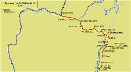 A map of the KPR short-line railroad.