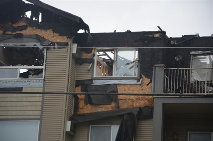The roof and fourth floor of the Legacy apartment building sustained the most damage from yesterday's fire 