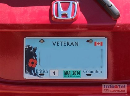 Penticton Veterans' Association wants more free parking consideration given to those with veteran license plates. (License plate text has been deliberately blurred out)