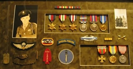 John Furman, 95, is undergoing a psychiatric assessment to see if he can be held criminally responsible for the death of William May. Furman was a decorated war veteran. His medals, and a photo of him, were used in a museum display and are pictured here. 