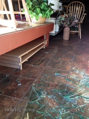Thrift City experienced it's second incident in a bout of bad luck yesterday when a front window was smashed.