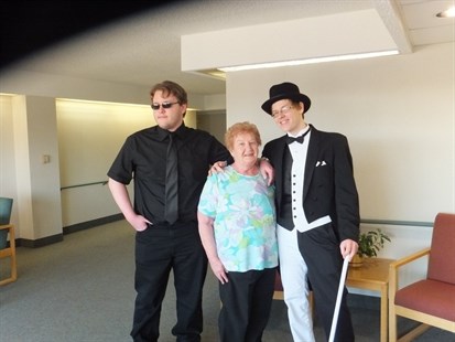 Richard Lemke (left) at his brother Michael's graduation with their grandmother. 