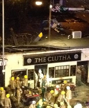 Picture taken with permission from Jan Hollands Twitter feed JanHollands@Janney_h of the helicopter crash at the Clutha Bar in Glasgow Friday Nov. 29, 2013. 