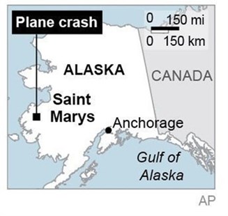 Map locates Saint Mary's in Alaska, where a small plane crashed, killing four on Saturday, Nov. 29, 2013.