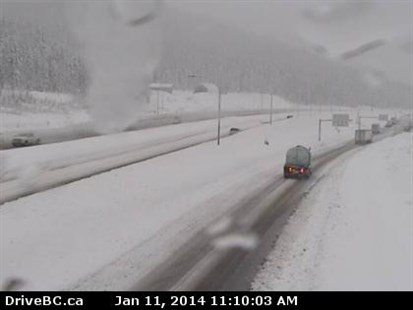 The view from the Drive B.C. camera on Highway 5 near the Coquihalla summit looking south on Saturday, Jan. 11, 2014.