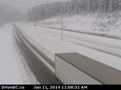 The view from the Drive B.C. camera on Highway 5 near the Coquihalla summit looking north on Saturday, Jan. 11, 2014.