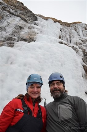 Sari and Rick Cox say the ice formation near their Spallumcheen home 