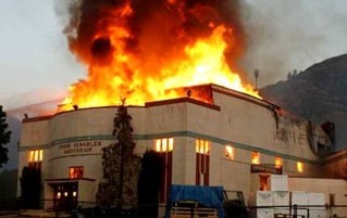 Frank Venables Auditorium while on fire.
