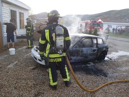 Firefighters doused this car fire on Tronson Road earlier in the week. 