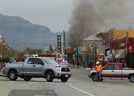 A fire destroyed a home just of Main Street in Oliver on Monday, April 21, 2014.