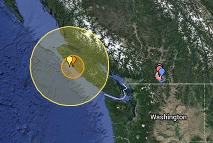 The first of four earthquakes off the coast of Vancouver Island registered 6.6.