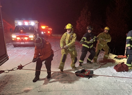 West Kelowna firefighters pull man 70 ft up an icy slope after he went off the road