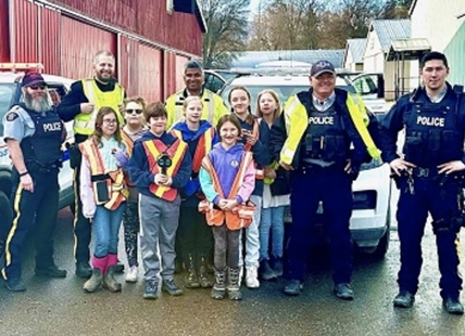 North Okanagan elementary students join RCMP officers for road safety campaign