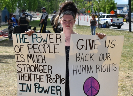 Homeless protestors at Kamloops city hall demand more services