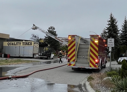 Kelowna Fire Department douses auto shop fire on Kent Road