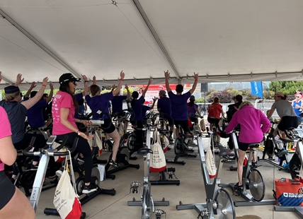 Cyclists raised money for YMCA youth programs in downtown Kelowna today