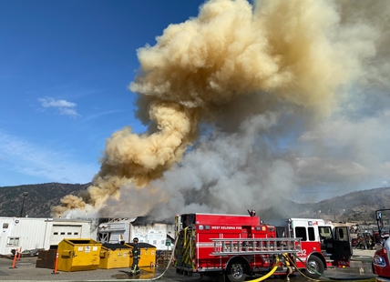 UPDATE: Crews battle industrial fire in West Kelowna