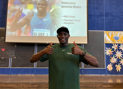 Olympic gold medalist Jerome Blake inspires students at his old Kelowna high school