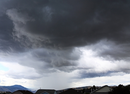 Severe thunderstorm warning and smoky skies in Southern Interior