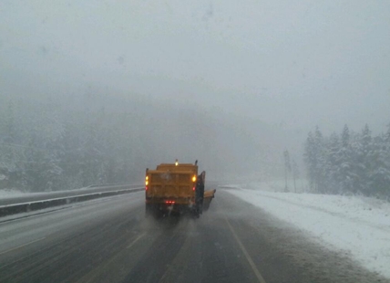 Snowfall causing traffic backups on Trans-Canada Highway near Salmon Arm