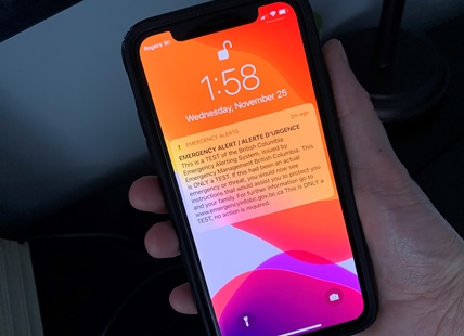 Emergency alert system to be tested nationwide today including Okanagan, Kamloops