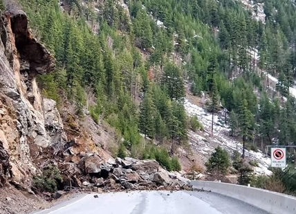 Highway 99 closed due to rockslide near Lillooet