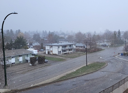 Uncommon snowy Saturday morning seen in the Thompson Okanagan