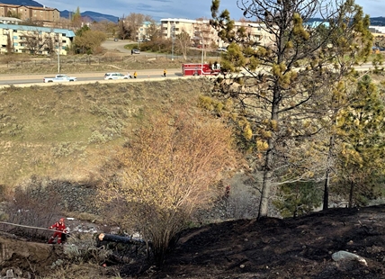 Grass fire near TRU sparked by homeless camp: Kamloops Fire Rescue