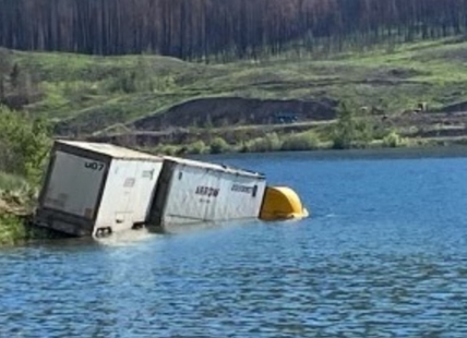 Boater rescues truck driver who crashed into Monte Lake on Highway 97