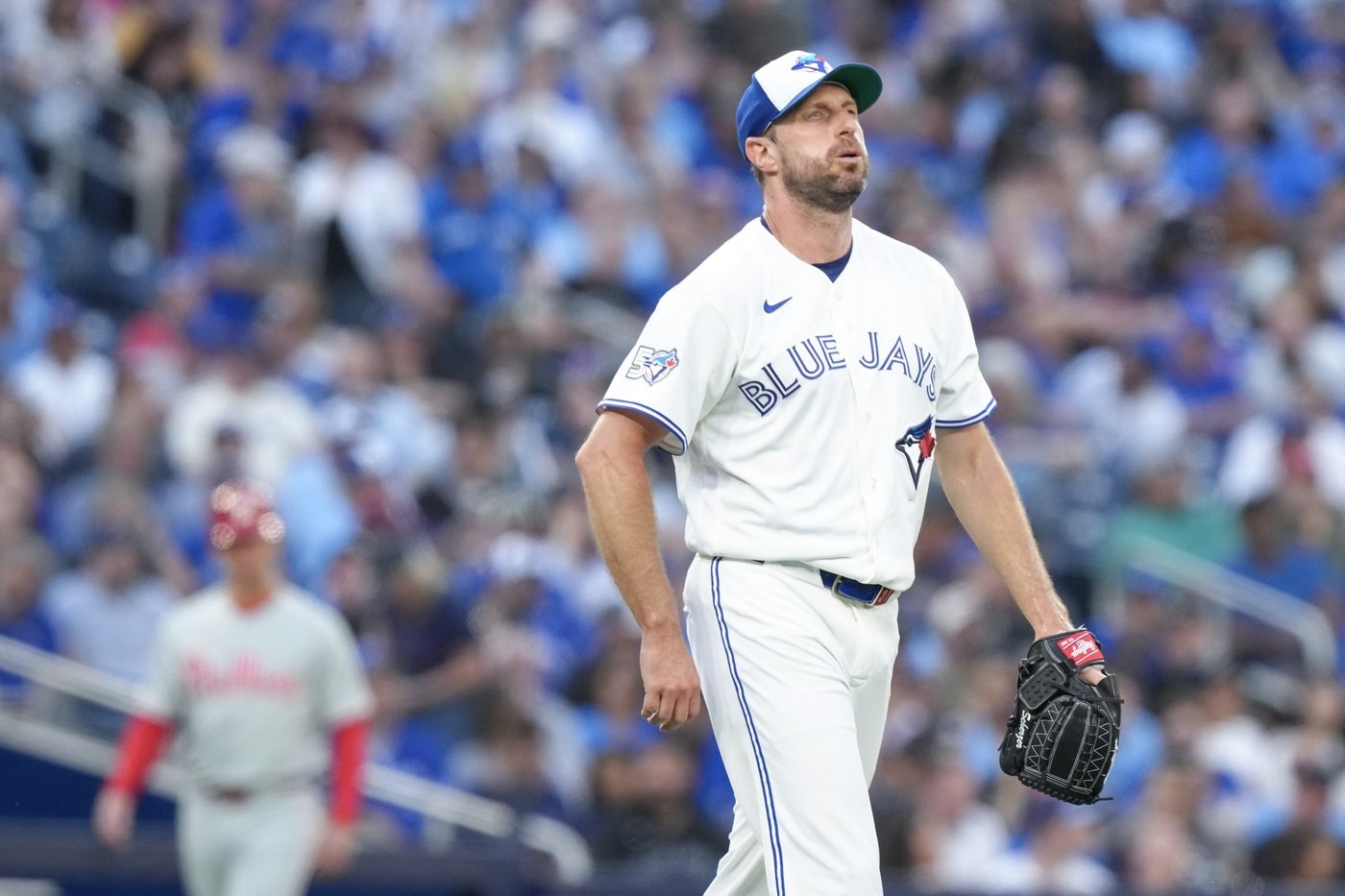 Blue Jays' Scherzer happy with health but not with loss after milestone strikeout