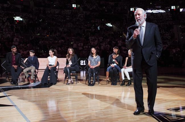 tim duncan jersey retirement ceremony