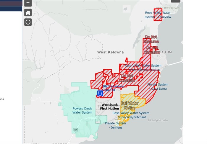 Red: Do Not Consume. Orange: Boil Water Notice. Yellow: Water Quality Advisory.