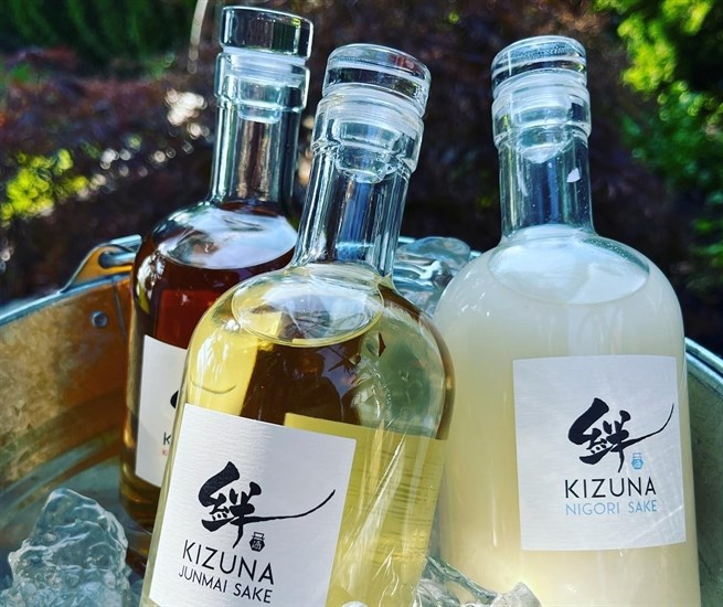 Three different flavours of Kizuna sake available at KOJO Sushi restaurants in Penticton and West Kelowna. 