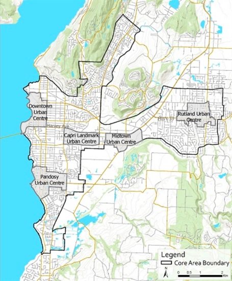 All areas of Kelowna within the black outline on the map are up for consideration.