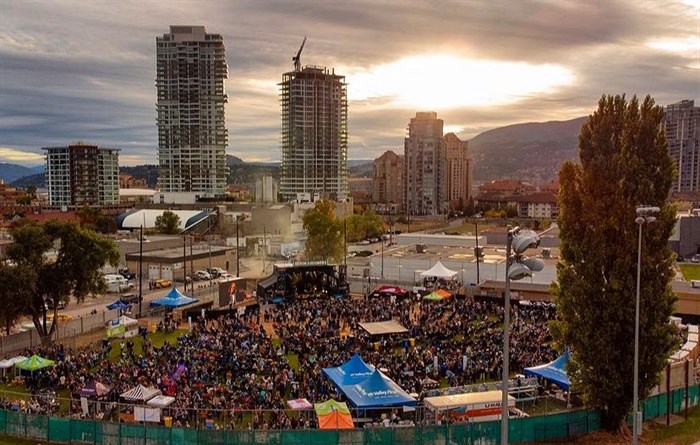 A big crowd can be seen in this photo of Denim on the Diamond in Kelowna, 2021.