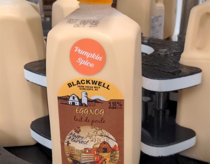 Blackwell Dairy Farm in Kamloops made a pumpkin spice eggnog for Thanksgiving. 