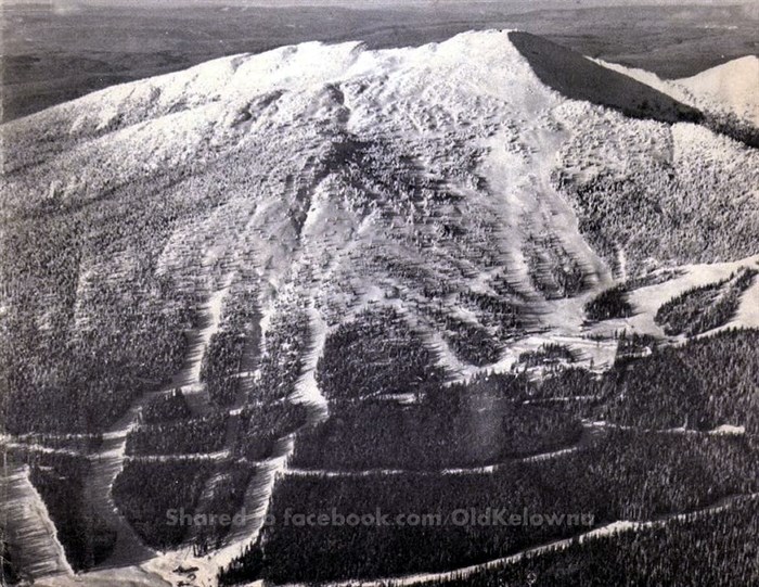 Big White ski mountain in 1971. Shared by the 'Old Kelowna' Facebook group. 