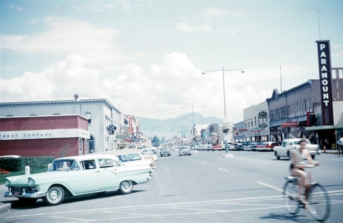 Downtown Kelowna in the late 1950s t0 1960s. Shared on the Old Kelowna Facebook page. 