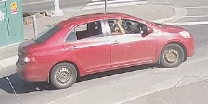 The three individuals were seen getting into a red four-door sedan with no hubcaps