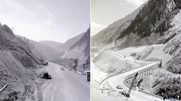 These photos show the building of a new crossing around 1960.