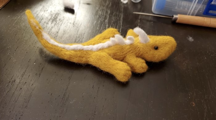 A felt lizard which is the type of thing people could learn how to make at the school's felt needling course.