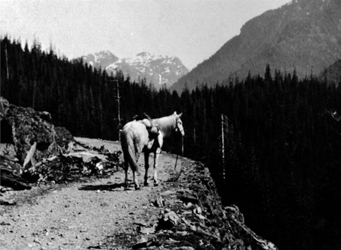 The Dewdney Trail - later Highway 3 - near Bureauof Mines, nine miles from Hope.
