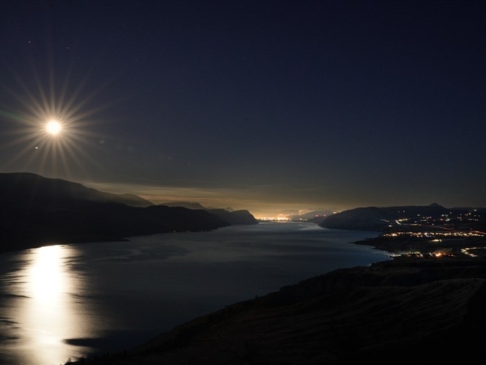 The full Hunter's Moon was shining over the Thompson River in Kamloops. 