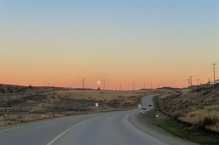 This photo of the full Hunter's Moon was taken by Cody Levasseur leaving the New Afton Mine near Kamloops. 