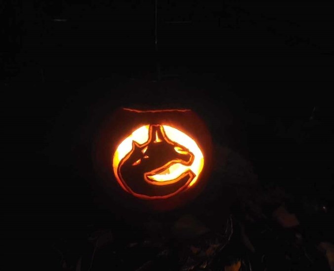 A Vernon resident carved out the logo of his favourite hockey team in his jack-o'-lantern. 