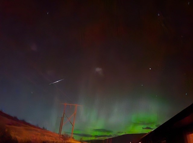 Crystal Kassam captured a shooting star in her photo of the Northern Lights in Coldstream.