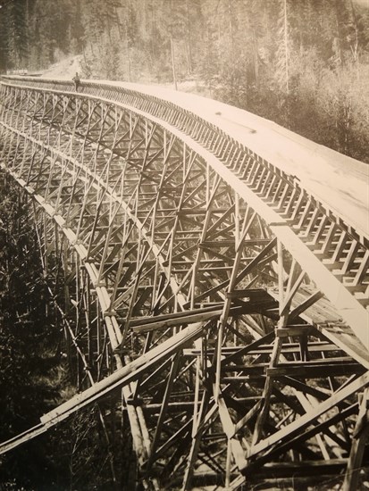 This historic photo shows a stretch of the Brennan Creek log flume near Adams Lake taken by Frank Fraser. 